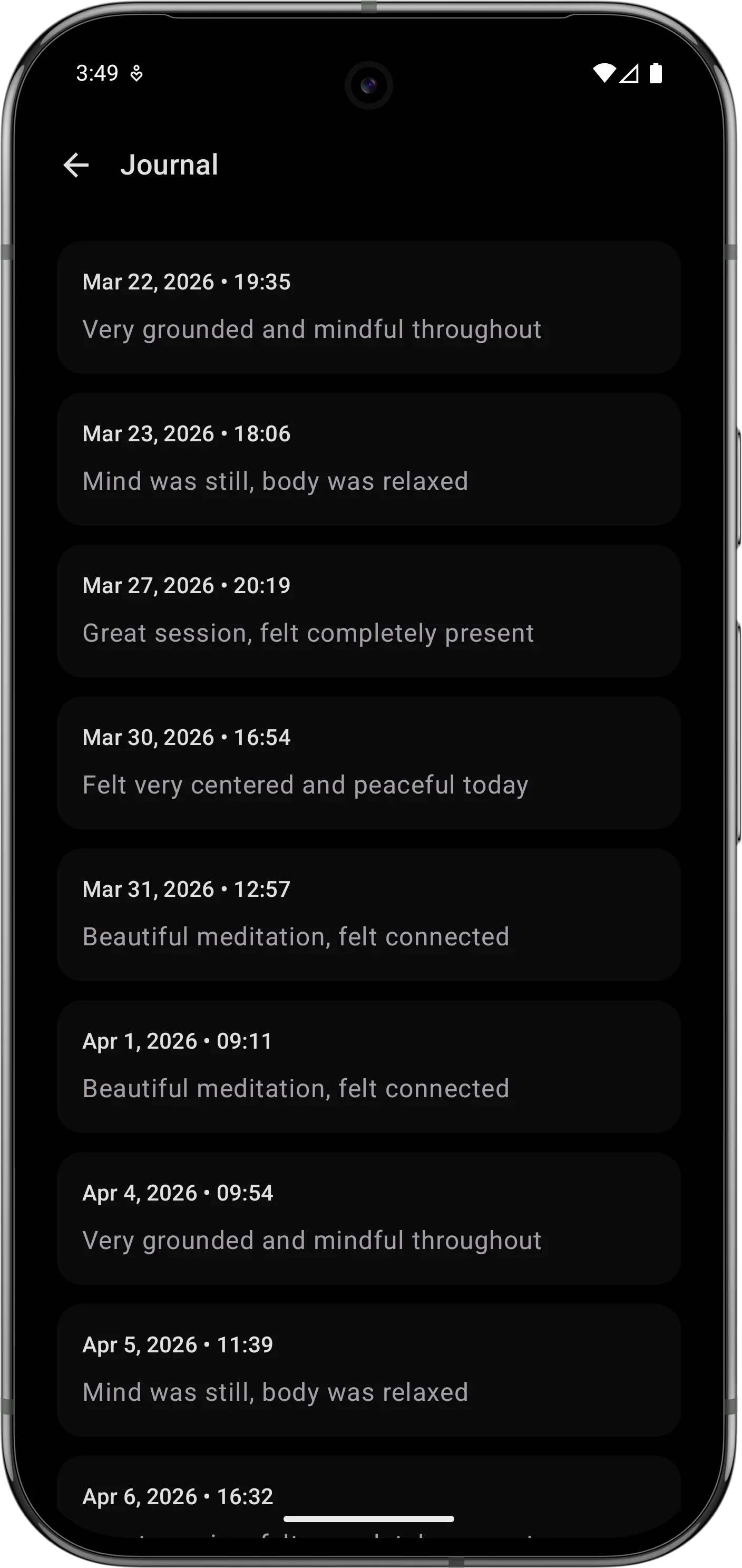 MindTime session journal